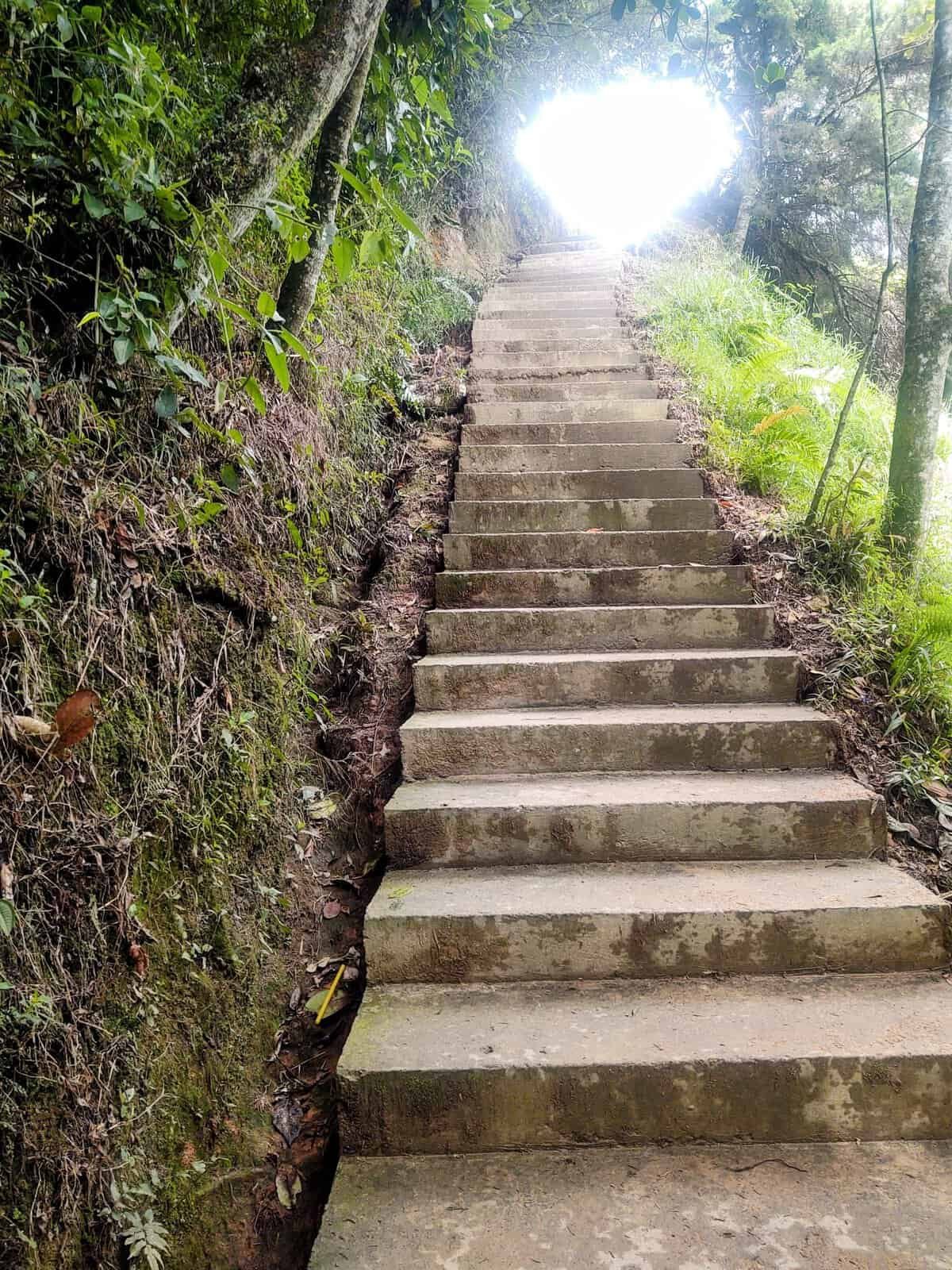 stone staircase leading to a scenic viewpoint in Medellin, Colombia